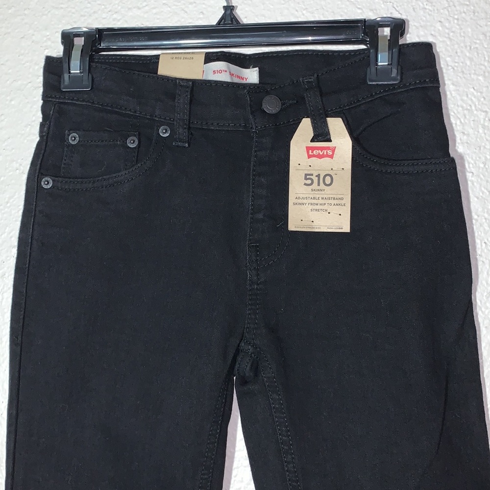 Levi’s 510 Jean’s black Sz 26x26 women’s mid-rise ankle crop skinny jeans NWT - Picture 13 of 16